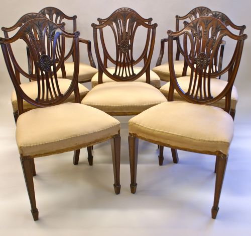 A Set of 8 Hepplewhite Revival Dining Chairs