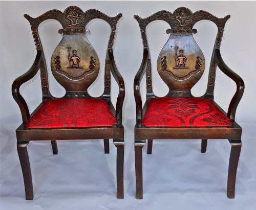 fig 1. An interesting pair of Chinese Export chairs