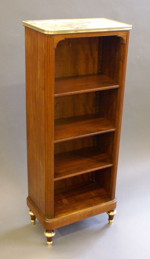 A French Dwarf, Mahogany, Brass and Marble Bookcase