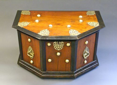 An Unusual Portugese Ebony and Padouk Credence Box