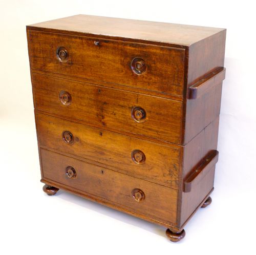 A Mid 19th Century Teak Military/campaign Chest of Drawers