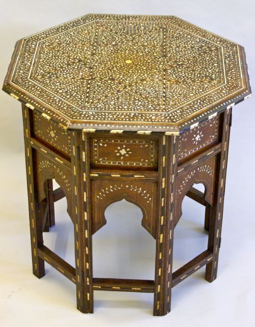 A Wonderful Quality Indian, Hardwood and Inlaid Folding Table.