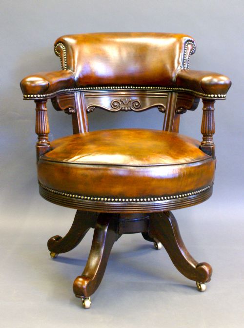 A Large Victorian Swivel Desk Chair