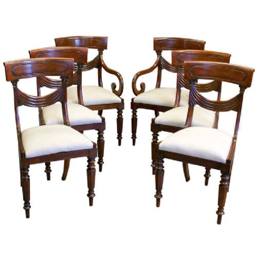 An Interesting Set of 6 Mahogany Victorian Dining Chairs