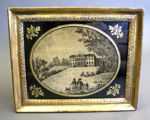 A Fine Late 18th/early 19th Century Needlework Picture Depicting Claremont House Nr. Esher, Surrey