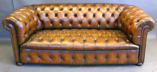 An Original Victorian Leather Upholstered Chesterfield