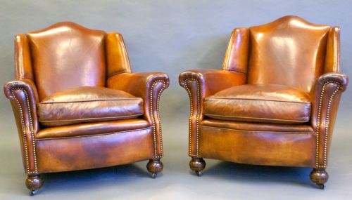 A Superb Pair of 1930'S Leather Club Chairs