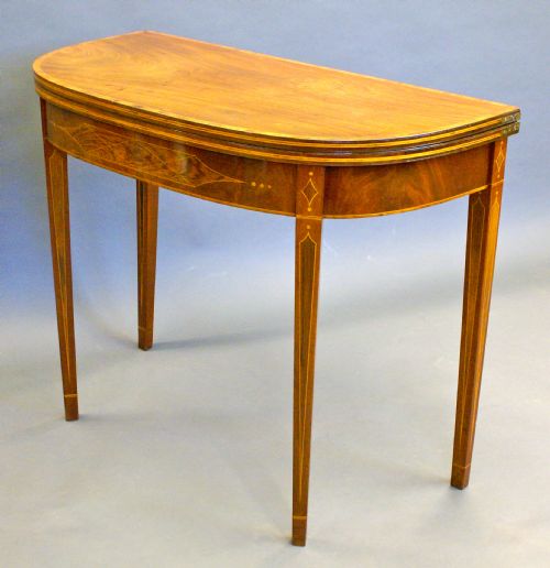 A Sheraton Period Inlaid Mahogany Card Table