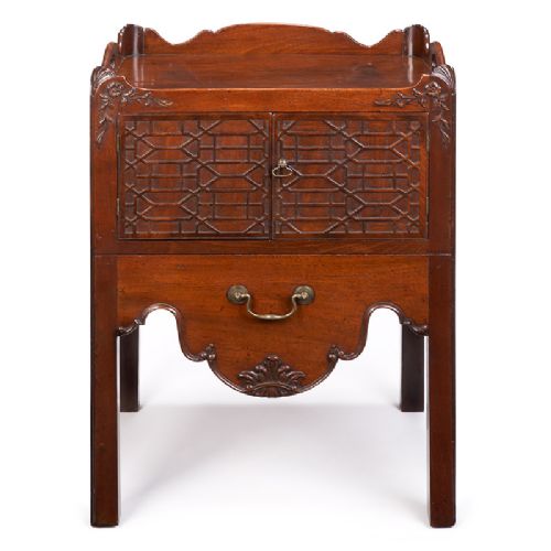 An Unusual Chippendale Period Tray Top Mahogany Night Commode.