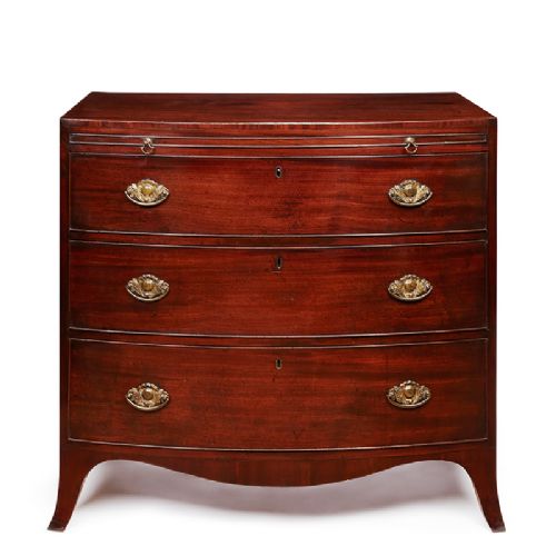 A Late Geo III Cuban Mahogany Bow -Fronted Chest of Drawers