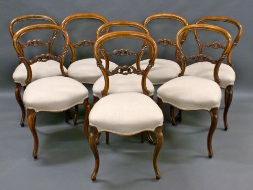 A Good Set of 8 Victorian Walnut Chairs