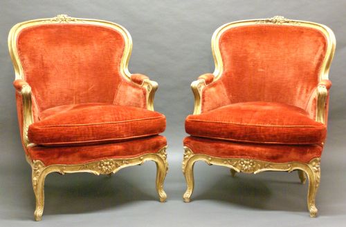 A Large Pair of 19th Century Painted Arm Chairs