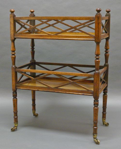 A Most Unusual Late Regency Rosewood and Walnut Drinks Trolley/etagere