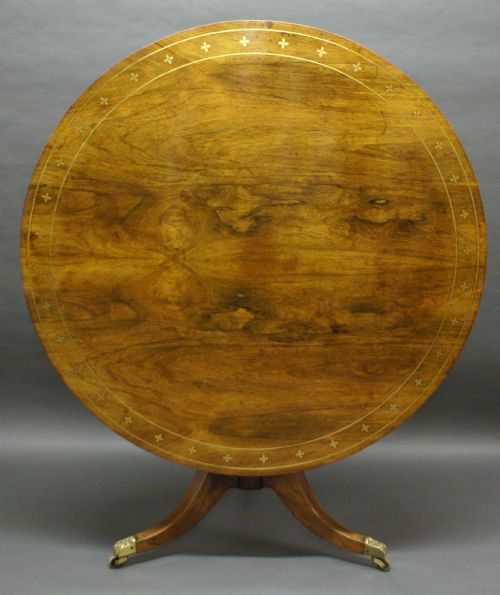 A Regency Rosewood and Brass Inlaid Center Table