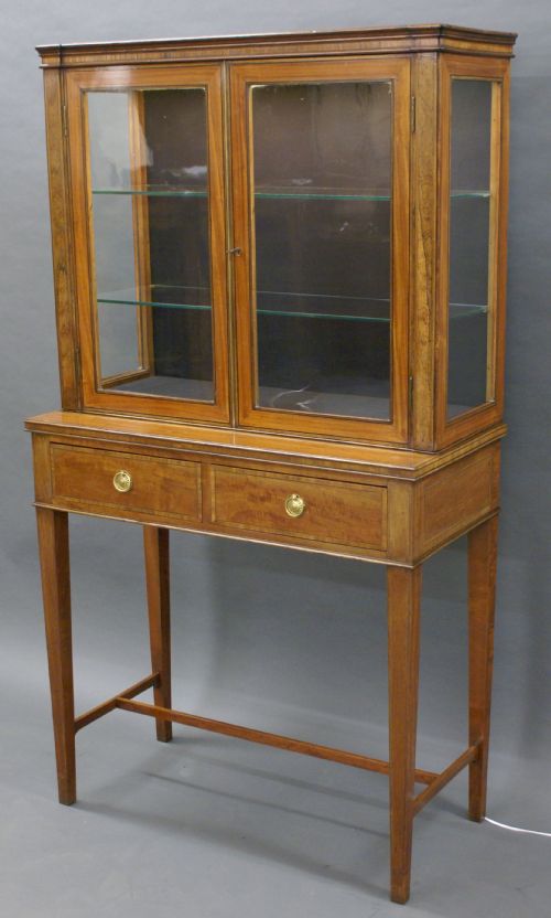 A Sheraton Revival Satinwood Display Cabinet