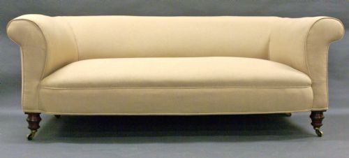 A Victorian Linen Upholstered Chesterfield