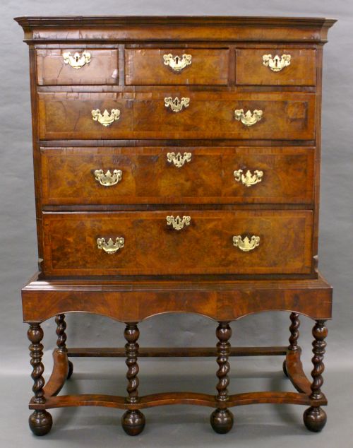 A George II Walnut Chest on Stand