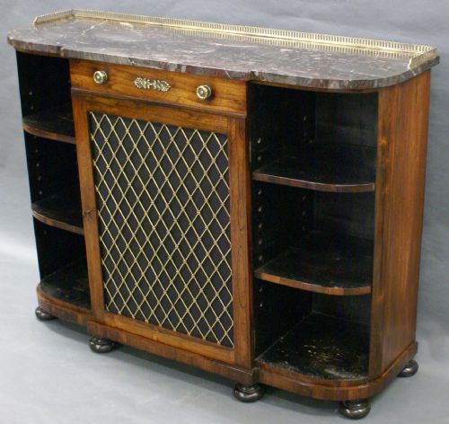 A Regency Rosewood Breakfront, Open Bookcase.
