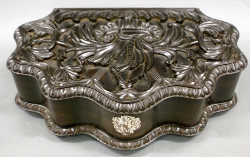 A Ceylonese Carved Jewel Box of Exquisite Quality.
