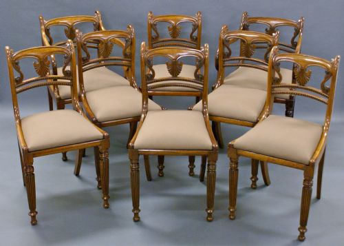 A Fine Set of 8 Regency Mahogany Dining Chairs