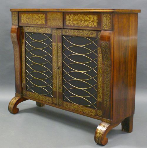 A Superb Regency Rosewood and Brass Inlaid Chiffonier