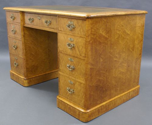 A Highly Unusual Bird-eye Maple Pedestal Desk