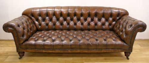 A Large Victorian Leather Chesterfield