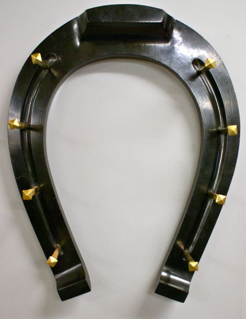 An Ebonised Horse Shoe Coat/hat Rack