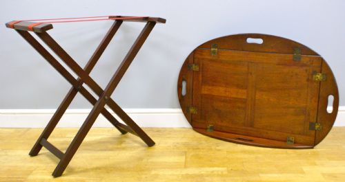 A 19th Century Mahogany Butlers Tray on Folding Stand