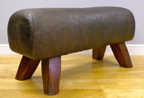 A 1930'S Leather Upholstered Stool/bench