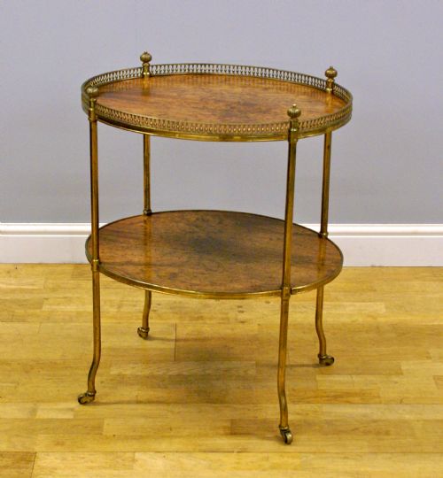 An Unusual Oval Rosewood and Brass Etagere
