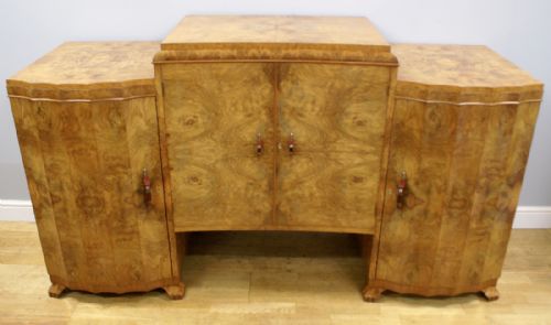An Art Deco Burl Walnut Side Board