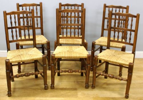 A Good Set of Ash and Rush Seated Country Chairs.