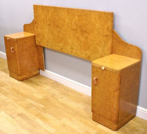 A Pair of Art Deco Bedside Cupboards and Head Board by Epstein