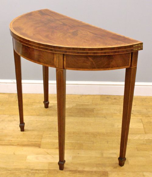 A George III Flame Mahogany, Demi Lune Card Table
