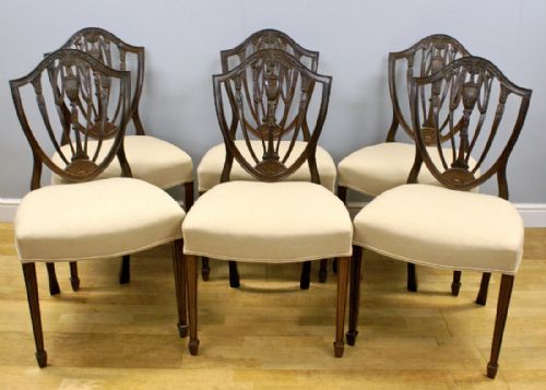 A Set of 6 Adam Style Mahogany Dining Chairs