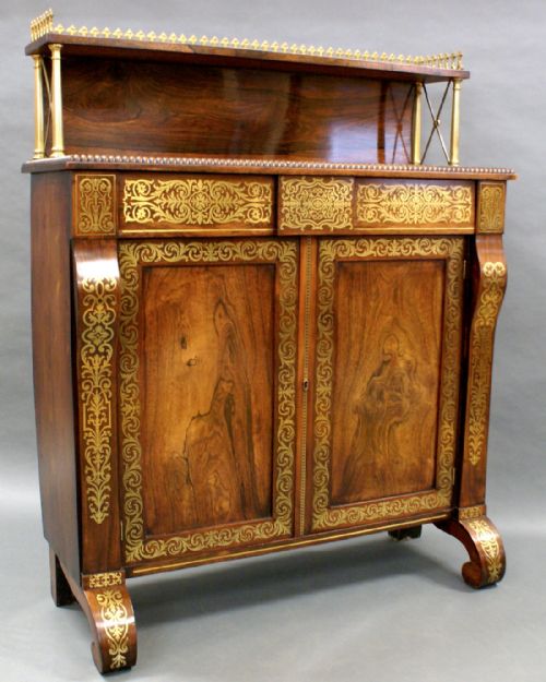 A Superb Regency Rosewood and Brass Inlaid Chiffonier