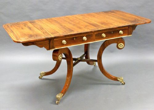 A Fine Regency Rosewood and Brass Inlaid Sofa Table