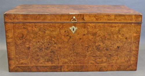 A Fine Quality George II Burl Walnut Silver Chest/trunk