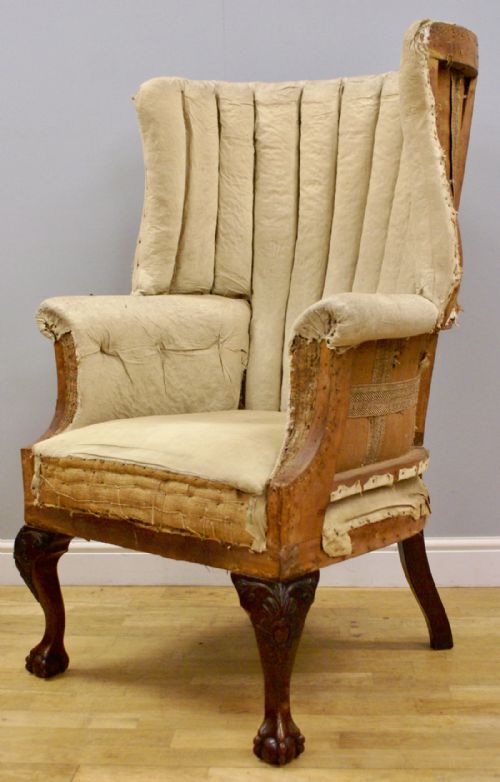 A Very Shapely Walnut Wing Chair