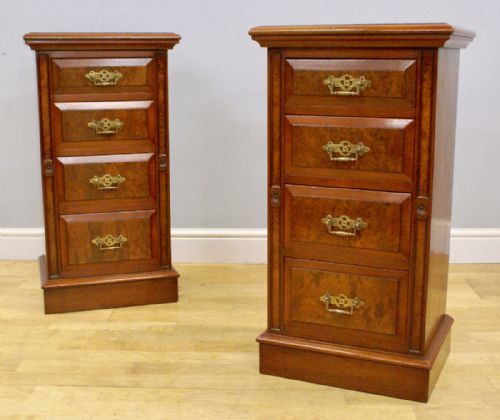 A Pair of Burl Walnut Bedside Chests