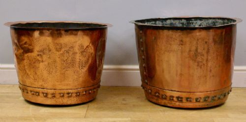 A Matched Pair of Copper Log Bins