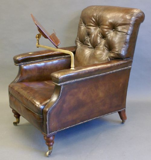 A Large Victorian Leather Reading Chair