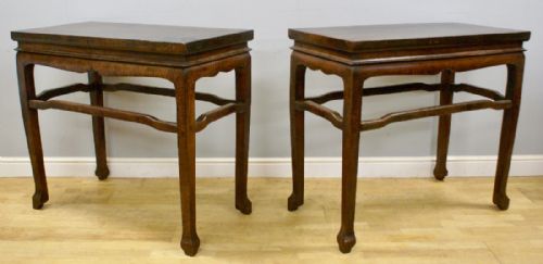 A Pair of Mid 19th Century Chinese Hardwood Side Tables