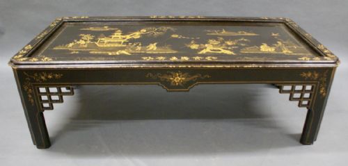 A Black Japanned Chinoiserie Coffee Table