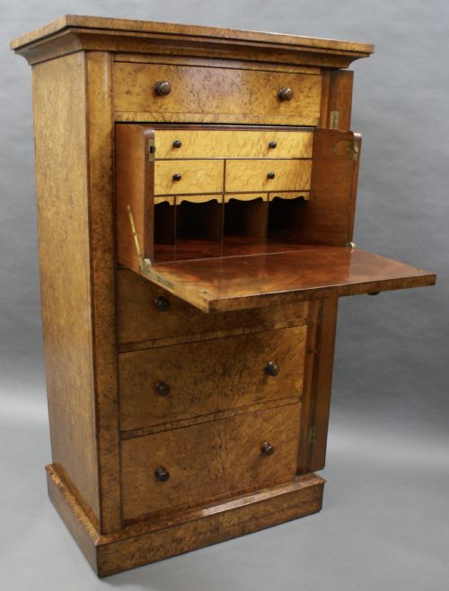 A Highly Unusual Pollard Oak Secretaire Wellington Chest