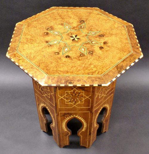 A Moorish Style Burl Yew Folding Table