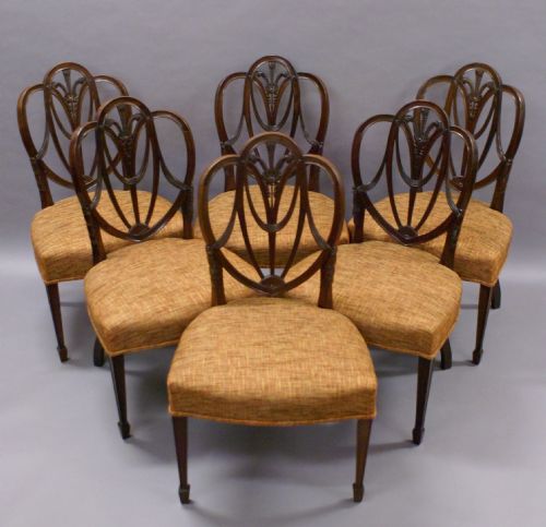 A Fine Set of 6 Chairs with "Prince of Wales Feathers" Carved Backs