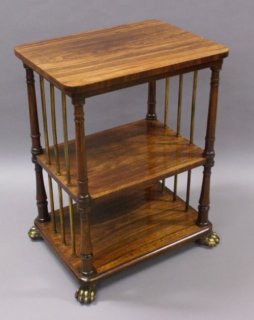A Regency Rosewood and Brass Etagere