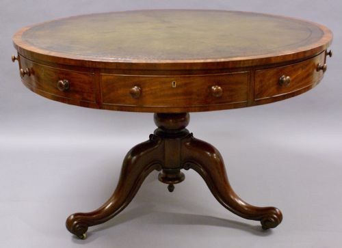 A Mid 19th Century Mahogany Drum Table